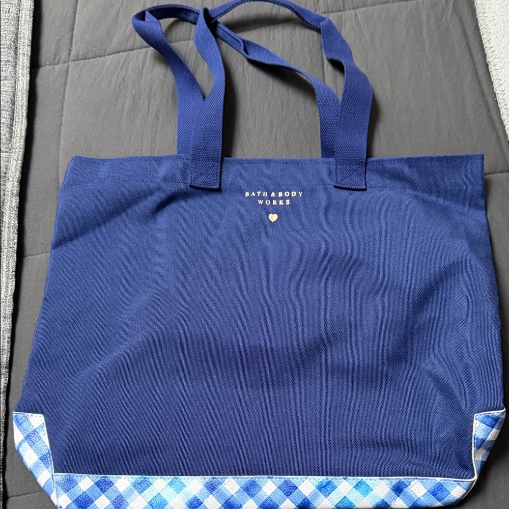 Bath & Body Works Navy and Plaid Tote